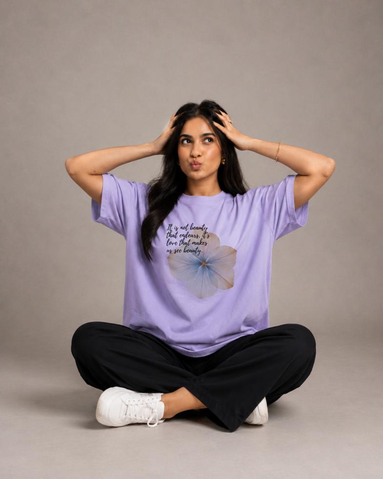 Flower Front Print Womens Oversized T-Shirt