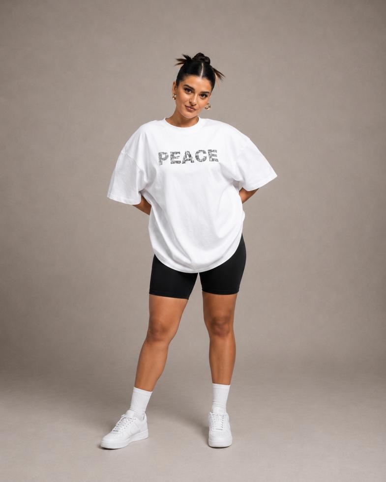 Peace Front Print Unisex Oversized T-Shirt